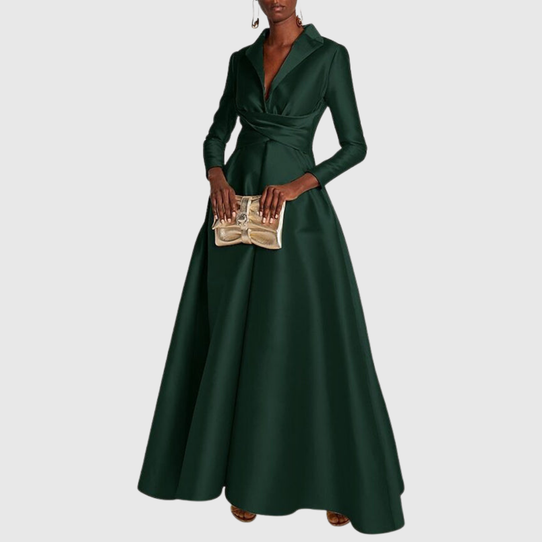 Ralella | Elegant Pleated V-Neck Maxi Dress