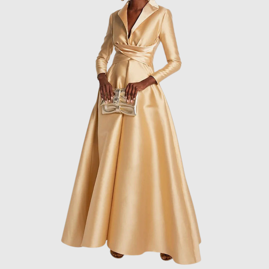 Ralella | Elegant Pleated V-Neck Maxi Dress