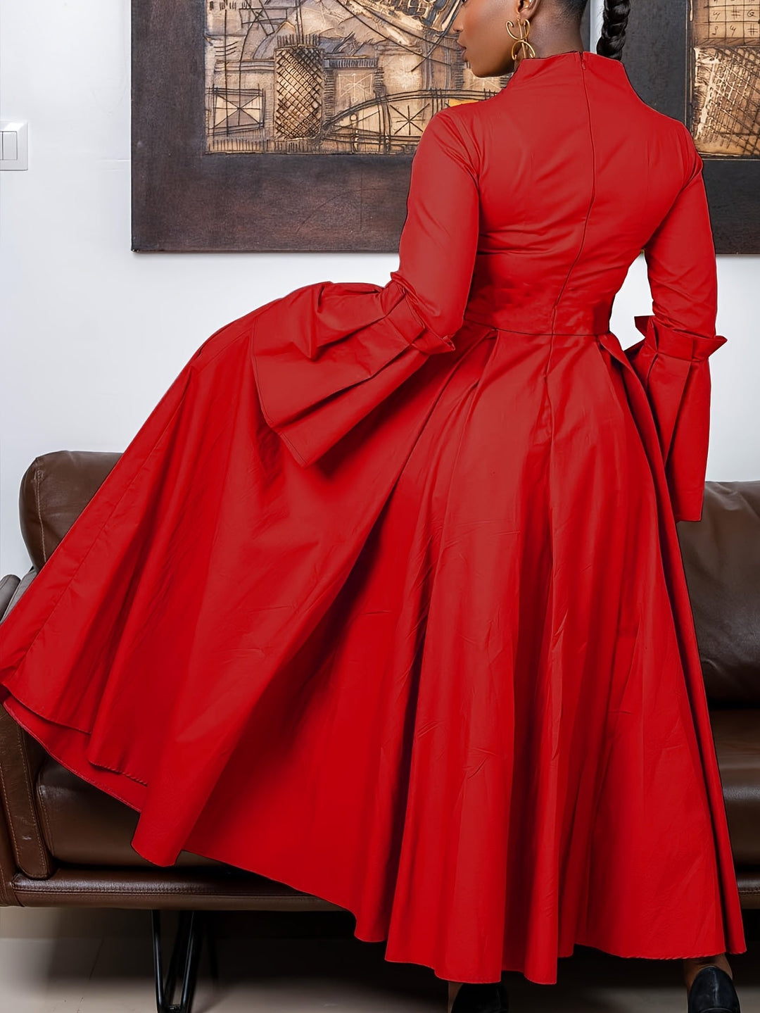 Netilda | Elegant V‑Neck Flare‑Sleeve Dress