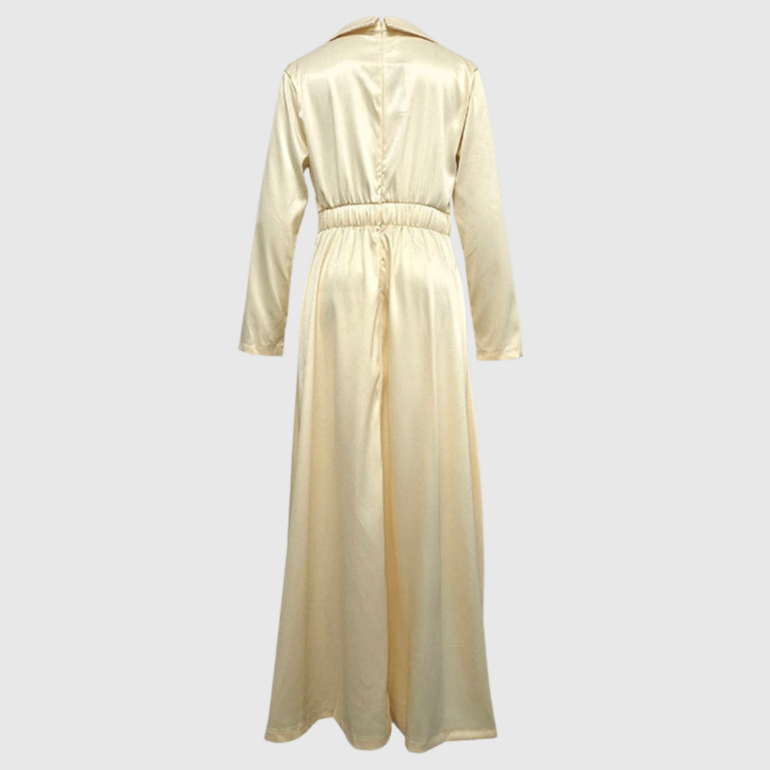 Ralella | Elegant Pleated V-Neck Maxi Dress