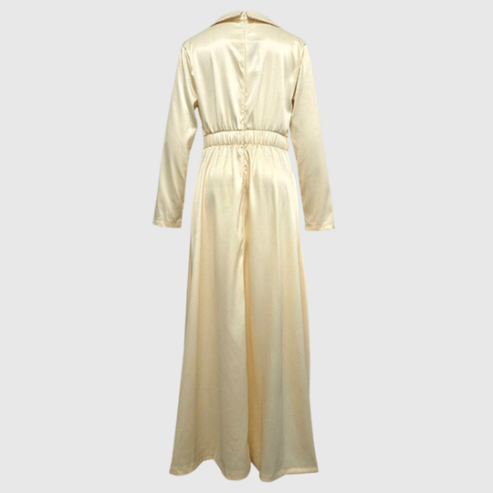 Ralella | Elegant Pleated V-Neck Maxi Dress