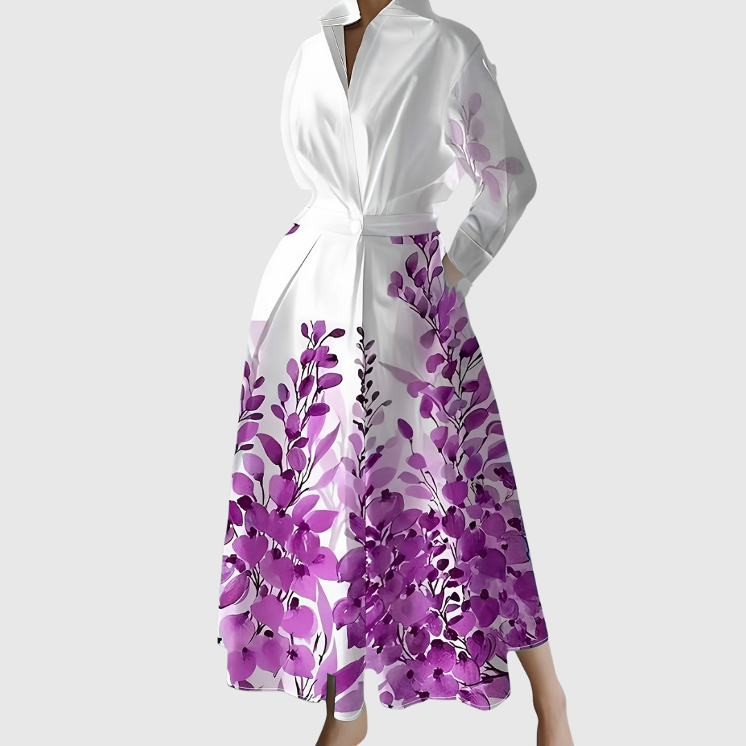 Maleanor | Garden‑Print Long Sleeve Maxi Dress