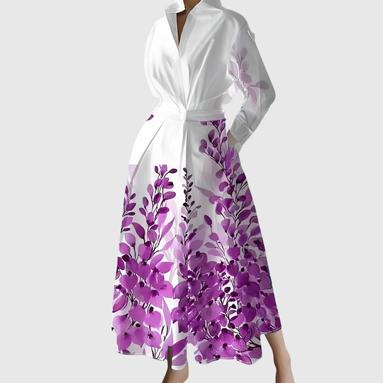 Maleanor | Garden‑Print Long Sleeve Maxi Dress