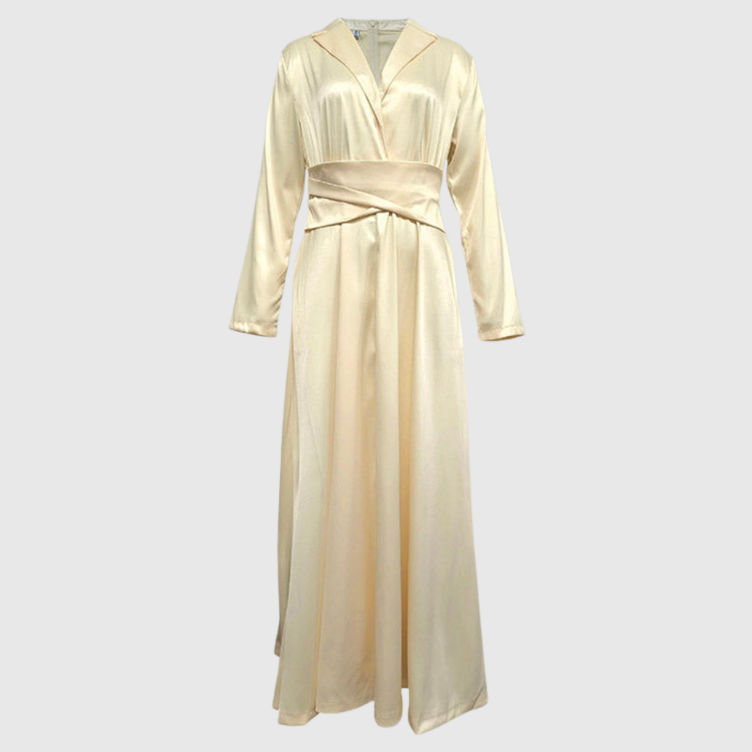 Ralella | Elegant Pleated V-Neck Maxi Dress