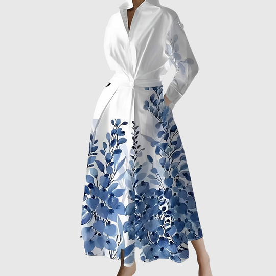 Maleanor | Garden‑Print Long Sleeve Maxi Dress