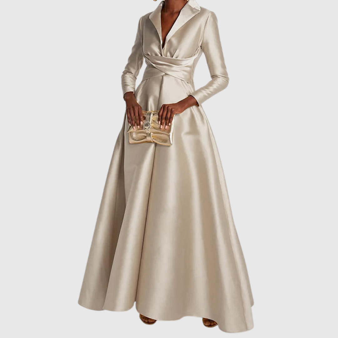 Ralella | Elegant Pleated V-Neck Maxi Dress