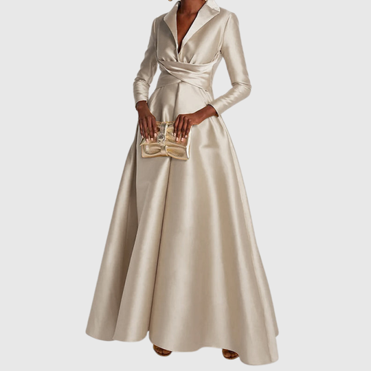 Ralella | Elegant Pleated V-Neck Maxi Dress