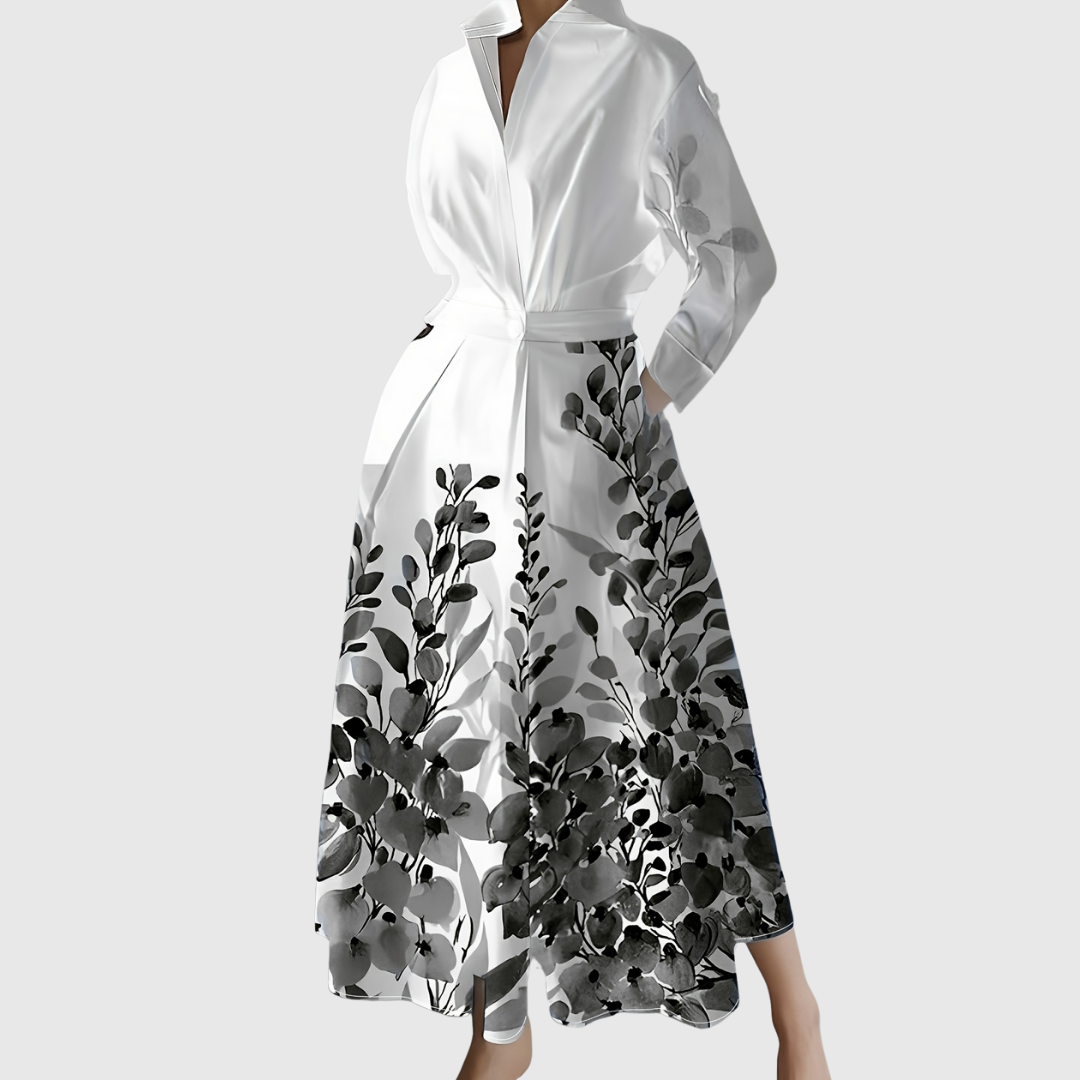Maleanor | Garden‑Print Long Sleeve Maxi Dress