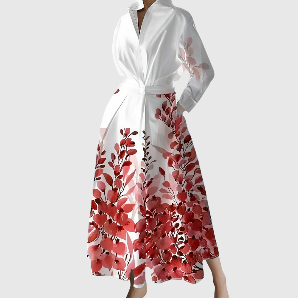 Maleanor | Garden‑Print Long Sleeve Maxi Dress