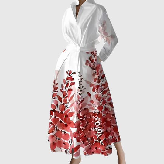 Maleanor | Garden‑Print Long Sleeve Maxi Dress