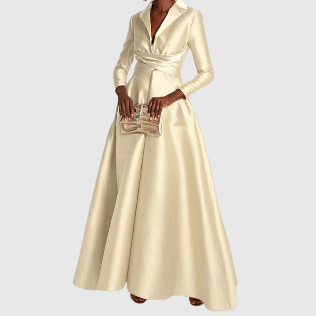 Ralella | Elegant Pleated V-Neck Maxi Dress