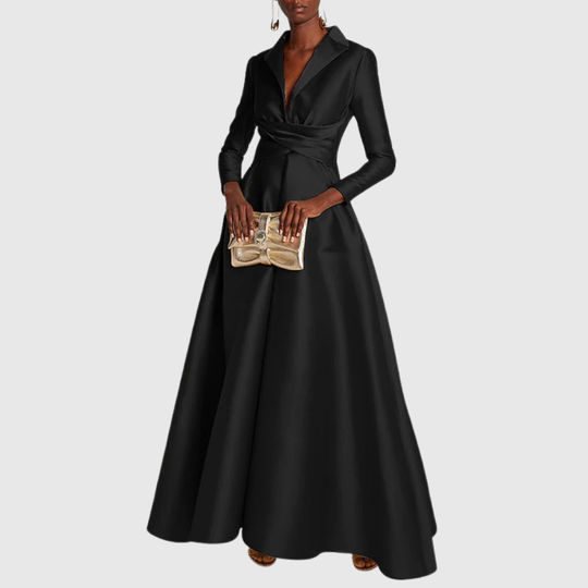 Ralella | Elegant Pleated V-Neck Maxi Dress