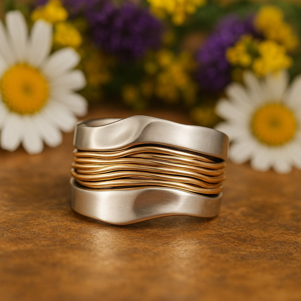 Silver Golden Threads Ring