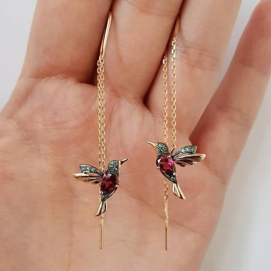 Hummingbird Enamel Earrings